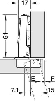 매립형 힌지, 헤펠레 메탈라 510 SM 105°, 덮방 타입