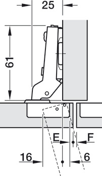 매립형 힌지, 헤펠레 메탈라 510 SM 105°, 반덮방/양방향 설치